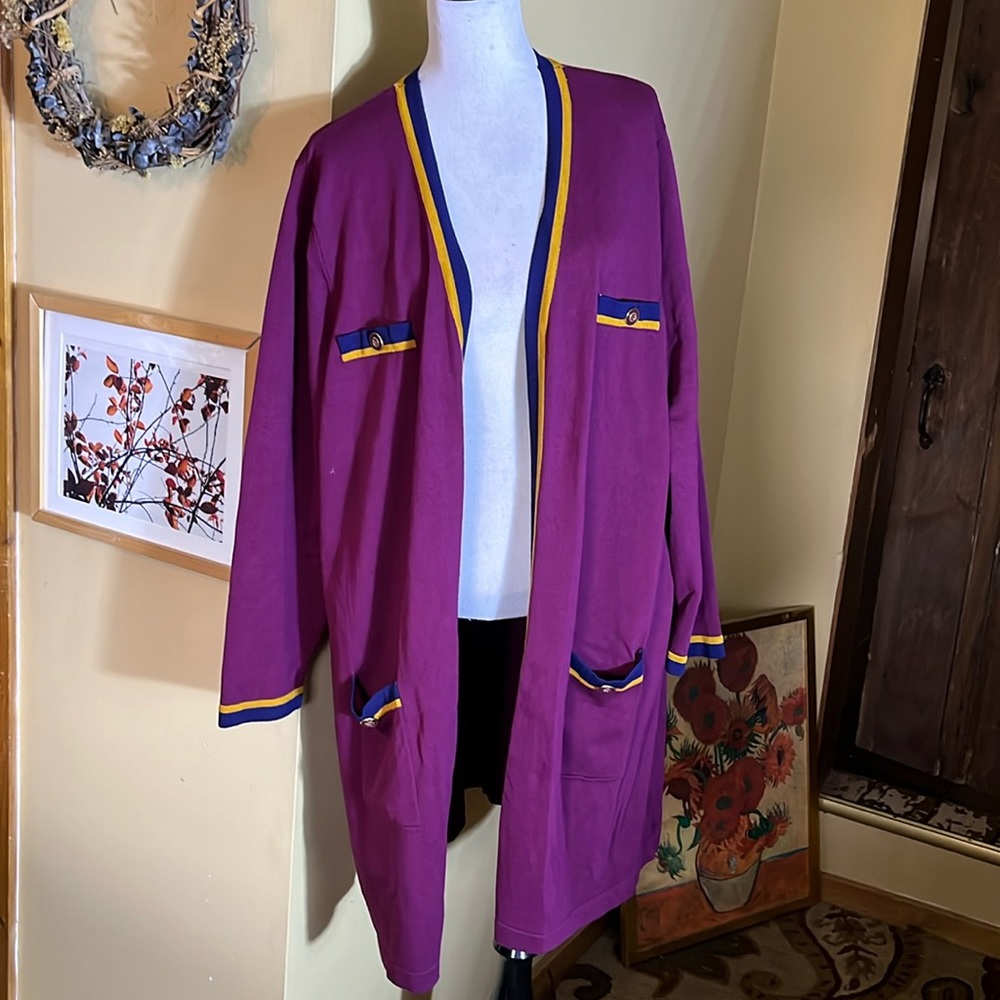 ANTTHONY Original Size 3X Long Cardigan Duster Contrast Trim HARRY POTTER Vibes
